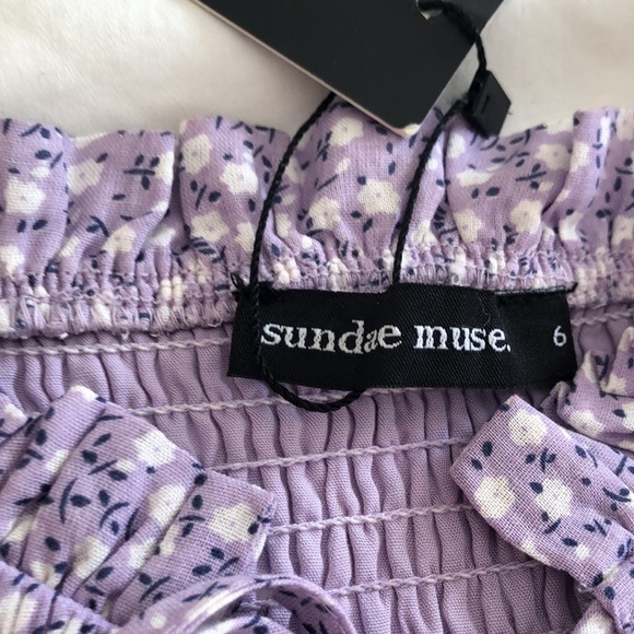 Purple floral off-shoulder mini dress. Size 6. - Picture 5 of 14